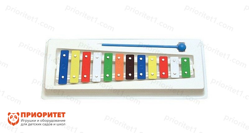 Металлофон 12 разноцветных нот (пластиковая подставка)
