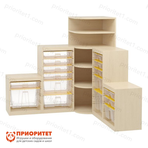 Игровой угловой стеллаж с комплектом контейнеров (5 секций)