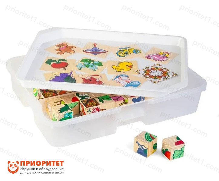 Комплект деревянных кубиков с картинками (8 видов)