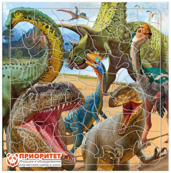Пазл фигурный на подложке «Динозавры»