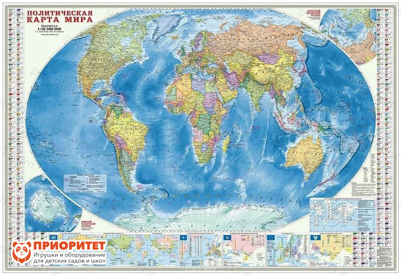 Настенная карта «Мир Политический. Инфографика»