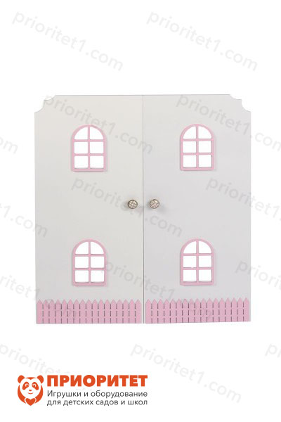 Дверь для кукольного домика бело-розовая