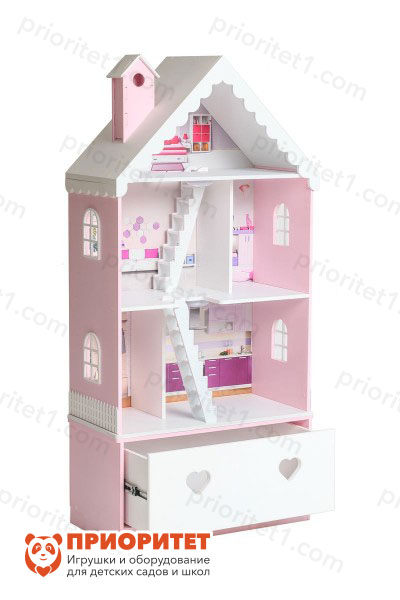 Кукольный домик «Луиза» розово-белый