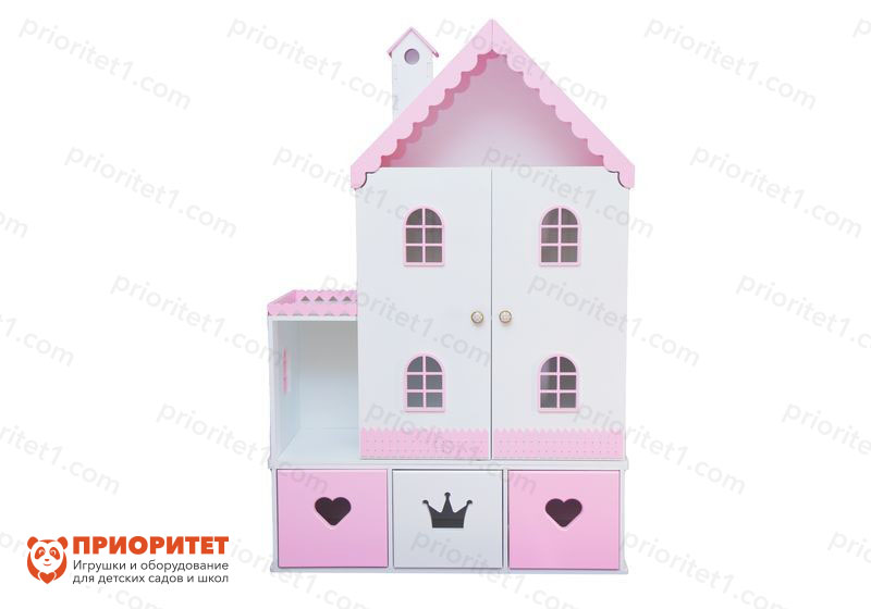 Кукольный домик «Стефания» с дверками бело-розовый