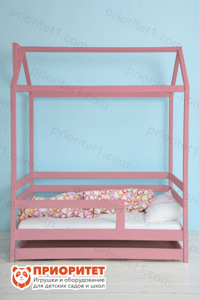Кровать детская «Домик береза» розовая