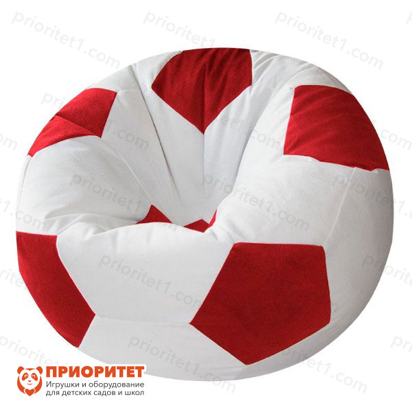 Кресло-мешок «Мяч» (велюр, бело-красный)