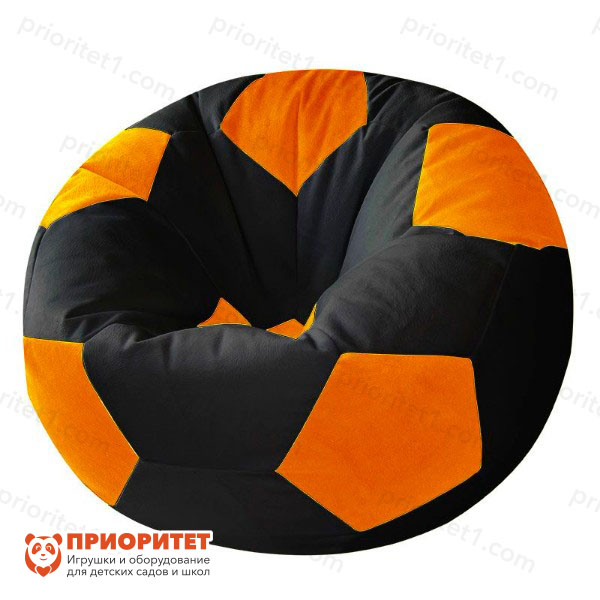 Кресло-мешок «Мяч» (велюр, черно-оранжевый)