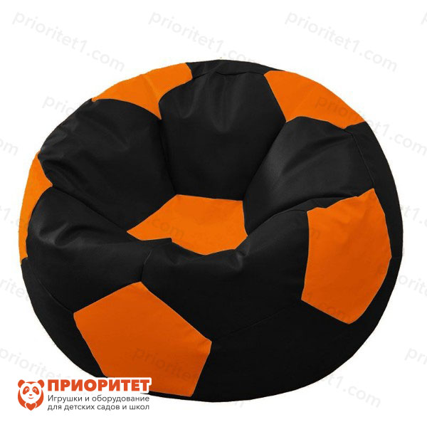 Кресло-мешок «Мяч» (экокожа, черно-оранжевый)