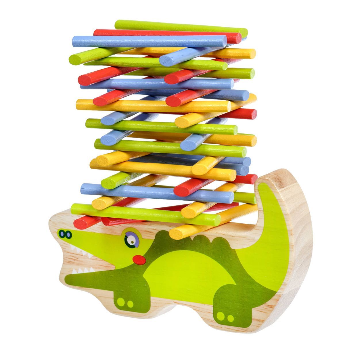 деревянная игрушка балансир крокодил для детей