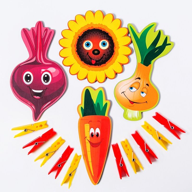 игра с прищепками для детей овощи